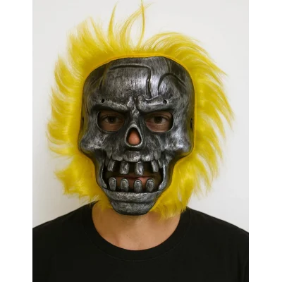 BUĞZ Wild Skull - Metal Kafatası Sarı Saçlı İskelet Maske