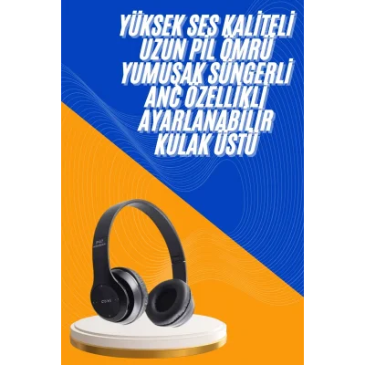 BUĞZ Wireless 5.0 Bluetooth Kablosuz Kulaklık ANC Özellikli Kulak Üstü Ayarlanabilir - BUĞZ