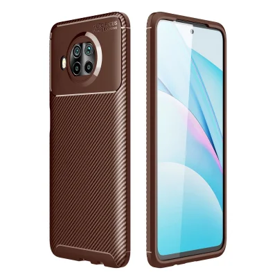 BUĞZ Xiaomi Mi 10t Lite Kılıf Auto Focus Karbon Kapak - Kahverengi