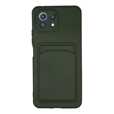 BUĞZ Xiaomi Mi 11 Kılıf Kelvin Kartvizitli Silikon - Koyu Yeşil