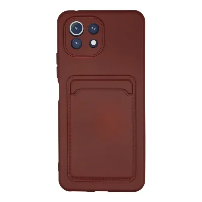 BUĞZ Xiaomi Mi 11 Lite Kılıf Kelvin Kartvizitli Silikon - Bordo
