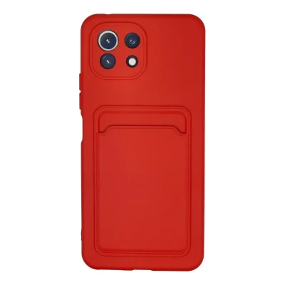 BUĞZ Xiaomi Mi 11 Lite Kılıf Kelvin Kartvizitli Silikon - Kırmızı