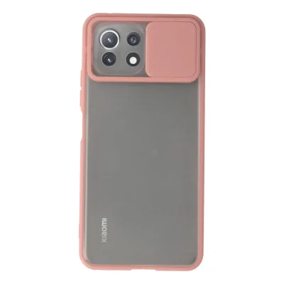 BUĞZ Xiaomi Mi 11 Lite Kılıf Palm Buzlu Kamera Sürgülü Silikon - Pembe