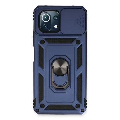 BUĞZ Xiaomi Mi 11 Lite Kılıf Pars Lens Yüzüklü Silikon - Lacivert