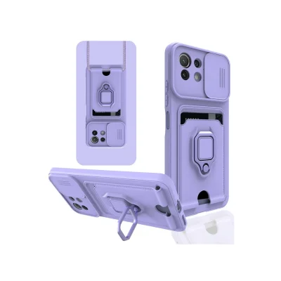 BUĞZ Xiaomi Mi 11 Lite Kılıf Zuma Kartvizitli Yüzüklü Silikon - Lila