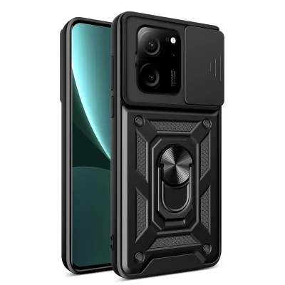 BUĞZ Xiaomi Mi 13t Pro Kılıf Pars Lens Yüzüklü Silikon - Siyah