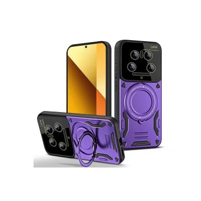 BUĞZ Xiaomi Mi 14 Ultra Kılıf Joy Lens Standlı Kapak - Mor