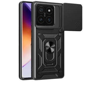 BUĞZ Xiaomi Mi 14t Pro Kılıf Pars Lens Yüzüklü Silikon - Siyah