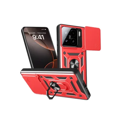 BUĞZ Xiaomi Mi 15 Kılıf Pars Lens Yüzüklü Silikon - Kırmızı