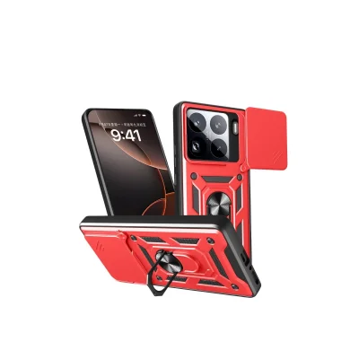 BUĞZ Xiaomi Mi 15 Pro Kılıf Pars Lens Yüzüklü Silikon - Kırmızı