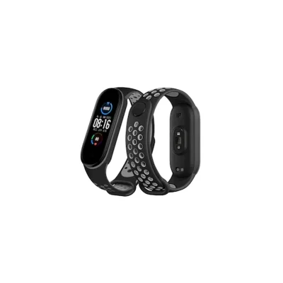 BUĞZ Xiaomi Mi Band 6 Spor Delikli Kordon - Siyah-gri