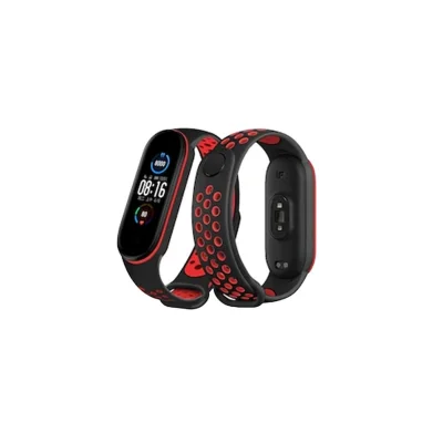 BUĞZ Xiaomi Mi Band 7 Spor Delikli Kordon - Siyah-kırmızı
