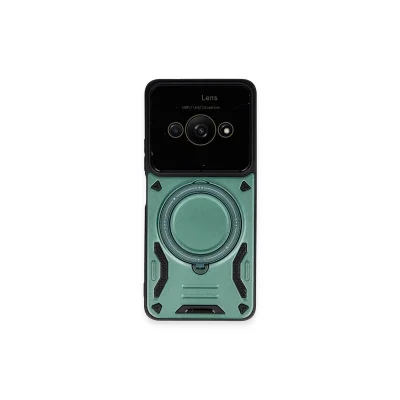 BUĞZ Xiaomi Poco C61 Kılıf Joy Lens Standlı Kapak - Koyu Yeşil