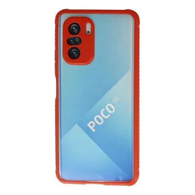 BUĞZ Xiaomi Poco F3 Kılıf Miami Şeffaf Silikon - Kırmızı