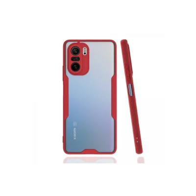 BUĞZ Xiaomi Poco F3 Kılıf Platin Silikon - Kırmızı