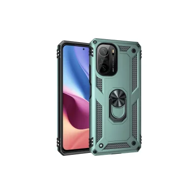 BUĞZ Xiaomi Poco F3 Kılıf Sofya Yüzüklü Silikon Kapak - Yeşil