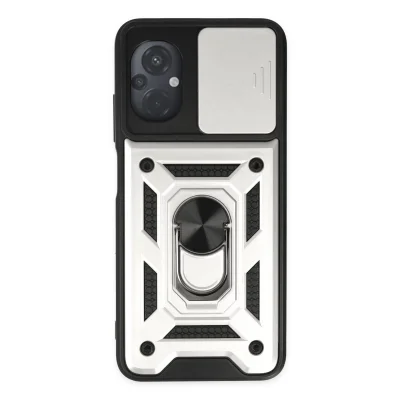 BUĞZ Xiaomi Poco M5 Kılıf Pars Lens Yüzüklü Silikon - Gümüş