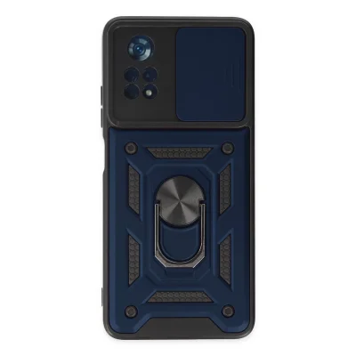 BUĞZ Xiaomi Poco X4 Pro 5g Kılıf Pars Lens Yüzüklü Silikon - Lacivert