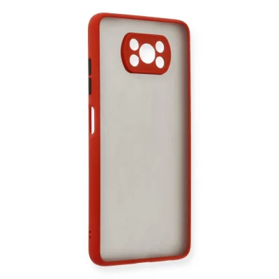 BUĞZ Xiaomi Pocophone X3 Kılıf Montreal Silikon Kapak - Kırmızı