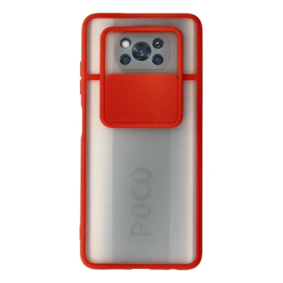 BUĞZ Xiaomi Pocophone X3 Kılıf Palm Buzlu Kamera Sürgülü Silikon - Kırmızı