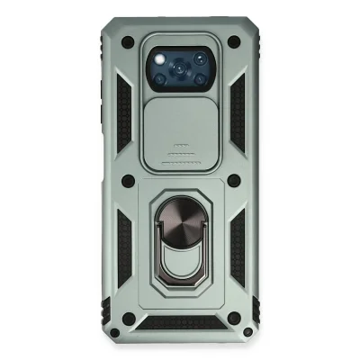 BUĞZ Xiaomi Pocophone X3 Kılıf Pars Lens Yüzüklü Silikon - Yeşil