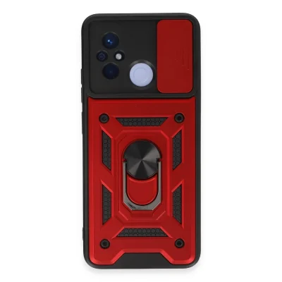 BUĞZ Xiaomi Redmi 12c Kılıf Pars Lens Yüzüklü Silikon - Kırmızı