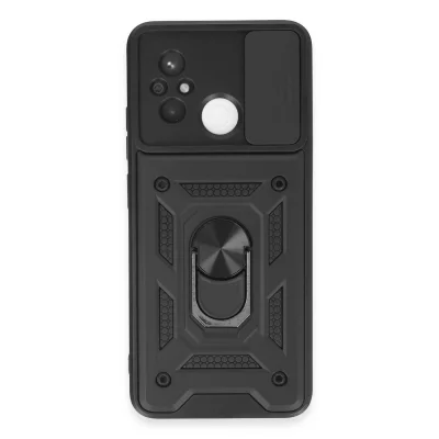 BUĞZ Xiaomi Redmi 12c Kılıf Pars Lens Yüzüklü Silikon - Siyah