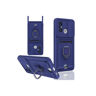 BUĞZ Xiaomi Redmi 12c Kılıf Zuma Kartvizitli Yüzüklü Silikon - Lacivert