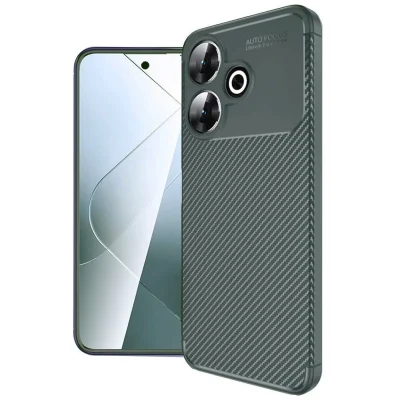 BUĞZ Xiaomi Redmi 13 4g Kılıf Auto Focus Karbon Kapak - Koyu Yeşil