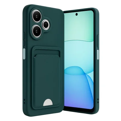 BUĞZ Xiaomi Redmi 13 4g Kılıf Kelvin Kartvizitli Silikon - Koyu Yeşil