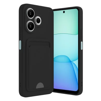 BUĞZ Xiaomi Redmi 13 4g Kılıf Kelvin Kartvizitli Silikon - Siyah