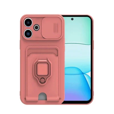 BUĞZ Xiaomi Redmi 13 4g Kılıf Zuma Kartvizitli Yüzüklü Silikon - Pembe