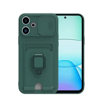 BUĞZ Xiaomi Redmi 13 4g Kılıf Zuma Kartvizitli Yüzüklü Silikon - Yeşil