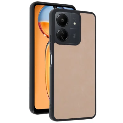 BUĞZ Xiaomi Redmi 13c Kılıf Aras Deri Kapak - Pudra