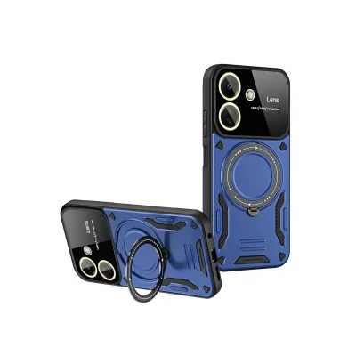 BUĞZ Xiaomi Redmi 13c Kılıf Joy Lens Standlı Kapak - Lacivert