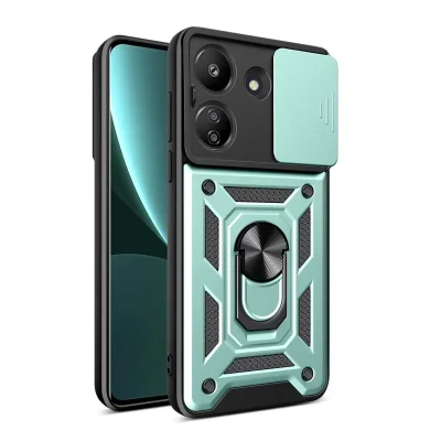 BUĞZ Xiaomi Redmi 13c Kılıf Pars Lens Yüzüklü Silikon - Yeşil