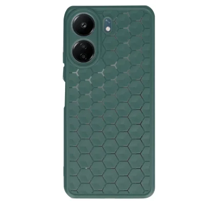 BUĞZ Xiaomi Redmi 13c Kılıf Petek Silikon Kapak - Koyu Yeşil