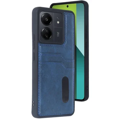 BUĞZ Xiaomi Redmi 13c Kılıf Sara Kartvizitli Deri Kılıf - Lacivert