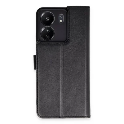 BUĞZ Xiaomi Redmi 13c Kılıf Trend S Plus Kapaklı Kılıf - Siyah