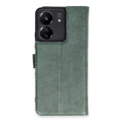BUĞZ Xiaomi Redmi 13c Kılıf Trend S Plus Kapaklı Kılıf - Yeşil