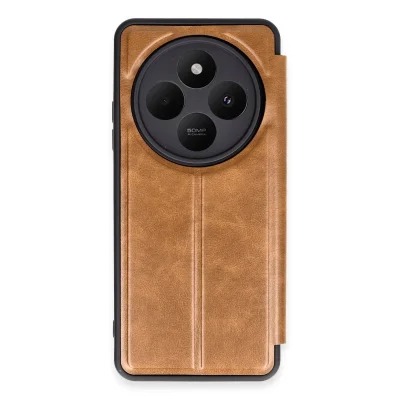 BUĞZ Xiaomi Redmi 14c Kılıf Flip Cover - Taba