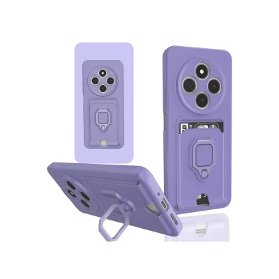 BUĞZ Xiaomi Redmi 14c Kılıf Zuma Kartvizitli Yüzüklü Silikon - Lila