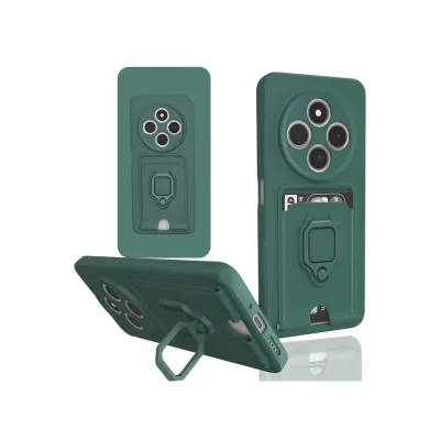 BUĞZ Xiaomi Redmi 14c Kılıf Zuma Kartvizitli Yüzüklü Silikon - Yeşil