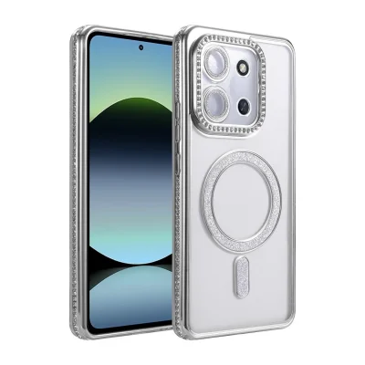 BUĞZ Xiaomi Redmi 15c 4g Joke Simli Magneticsafe Kılıf - Gümüş