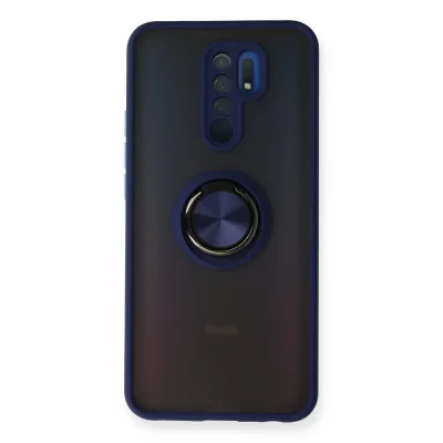 BUĞZ Xiaomi Redmi 9 Kılıf Montreal Yüzüklü Silikon Kapak - Lacivert