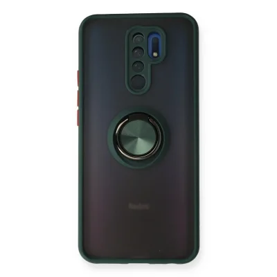 BUĞZ Xiaomi Redmi 9 Kılıf Montreal Yüzüklü Silikon Kapak - Yeşil