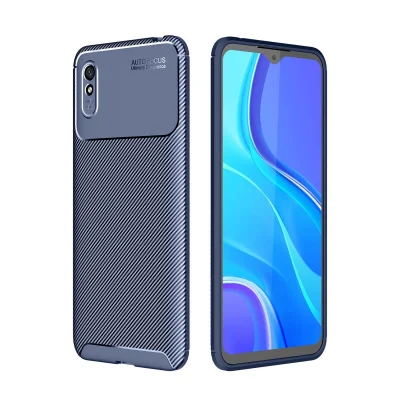 BUĞZ Xiaomi Redmi 9a Kılıf Auto Focus Karbon Kapak - Lacivert