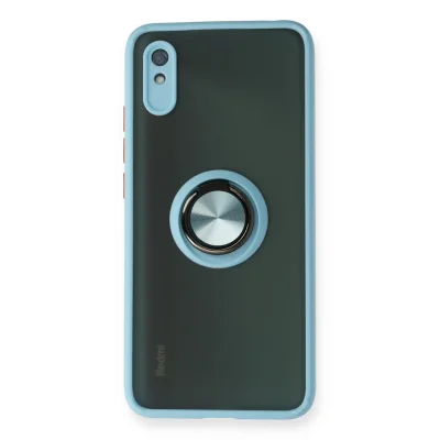 BUĞZ Xiaomi Redmi 9a Kılıf Montreal Yüzüklü Silikon Kapak - Buz Mavi
