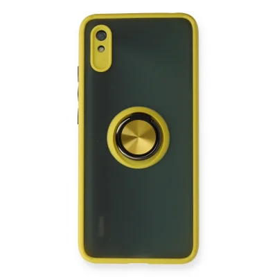 BUĞZ Xiaomi Redmi 9a Kılıf Montreal Yüzüklü Silikon Kapak - Sarı