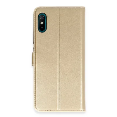 BUĞZ Xiaomi Redmi 9a Kılıf Trend S Plus Kapaklı Kılıf - Gold